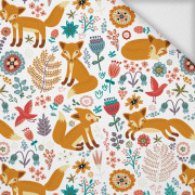 LIŠKY V LESE / bílá - teplákovina