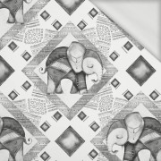 INDICKÉ MOTIVY (ŠEDÝ) / bílá- teplákovina