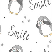 Foto tučňák smile / bílý - bavlněná tkanina