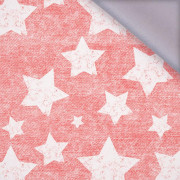 BÍLÉ HVĚZDY / rozřezaný  jeans (červený) - softshell