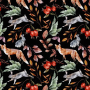 LESNÍ ZVÍŘATA VZ. 2 / ČERNÁ (BAREVNÝ PODZIM) - Thermo lycra