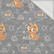 KOČKY / meow (KOČIČÍ SVĚT) / ACID WASH šedý  - Organická Teplákovina