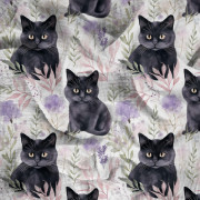 PASTEL BLACK CAT - Mušelín bavlněný