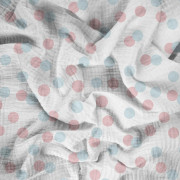 PASTELOVÉ TEČKY / mentolově lososový (PASTELOVÉ NEBE) - Mušelín bavlněný