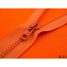 Kostěný zip 60cm dělitelný - oranžový B-21