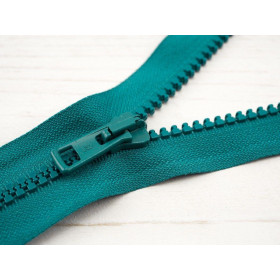 Kostěný zip 40cm dělitelný  - smaragdově zelený
