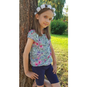Bardot halenka (SARA) - DAISIES DENIM IMITATION WZ. 1 - Sada šití