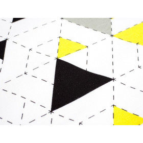 TRÓJKATY GEOMETRYCZNE ŻÓŁTY 2 / biała - single jersey z elastanem TE210
