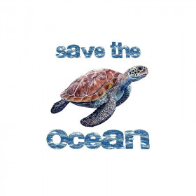 ŻÓŁW (Save the ocean) / biały L - panel single jersey TE210