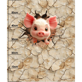 ANIMALS CRACKED wz.5 (piggy) - panel (60cm x 50cm) Panama 220g