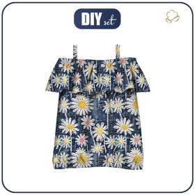 Bardot halenka (SARA) - DAISIES DENIM IMITATION WZ. 1 - Sada šití