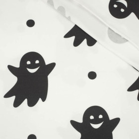 HALLOWEEN ČERNÉ DUŠKY/ bílý- organický úplet single jersey s elastanem TE210