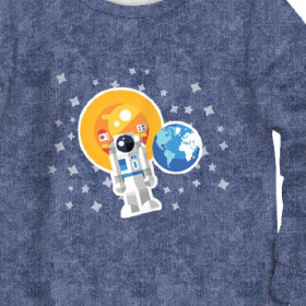 DĚTSKÉ PYŽAMO "MIKI" - ASTRONAUT (CESTA DO VESMÍRU) / ACID WASH TMAVOMODRý - Sada šití
