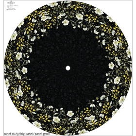 KVĚTY (vzor 8) / černá -  velký panel pro kruhovou sukni