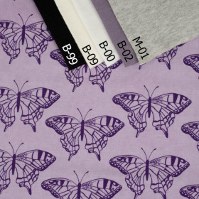 MOTÝLI / purpurová (PURPUROVÍ MOTÝLI) - organický úplet single jersey s elastanem 