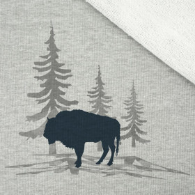 PÁNSKÁ MIKINA S KAPUCÍ (COLORADO) - ZUBR (ADVENTURE) / melír světlošedý - SADA ŠITÍ