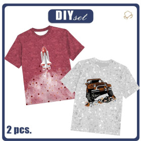 2-PACK - DĚTSKÉ TRIČKO - RAKETA A JEEP - Sada šití