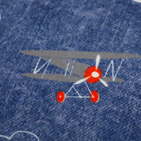 LETADLA (LETADLA) / ACID WASH TMAVOMODRý  - organický úplet single jersey s elastanem 