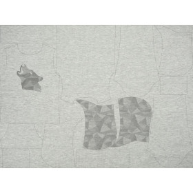 PÁNSKÁ MIKINA S KAPUCÍ (COLORADO) - GEOMETRICKÝ VLK (ADVENTURE) / melír světlošedý - SADA ŠITÍ