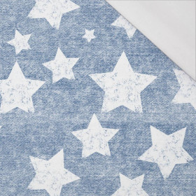 BÍLÉ HVĚZDY / potíraný jeans (modrý) - organický úplet single jersey s elastanem 