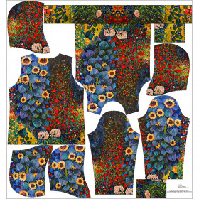 DÁMSKA MIKINA (POLA) CLASSIC S KAPUCÍ - FARM GARDEN WITH SUNFLOWERS (Gustav Klimt) - Sada šití
