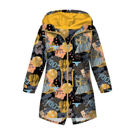 DĚTSKÁ BUNDA PARKA (ARIEL) - GRAFFITI ORANŽOVÁ / černá - softshell