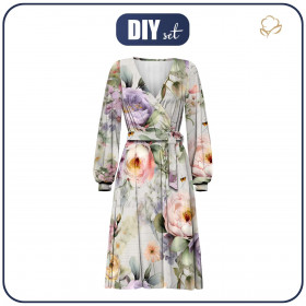 Zavinovací šaty (BIANCA) - VINTAGE FLOWERS - Sada šití