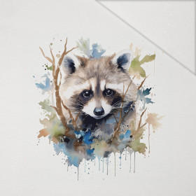 WATERCOLOR RACCOON vz. 1 - Paneel (60cm x 50cm) Hydrofobní česaná teplákovina