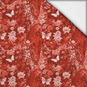 LUSCIOUS RED / FLOWERS - lehký, česaný úplet