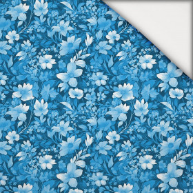 TRANQUIL BLUE / FLOWERS - lehký, česaný úplet