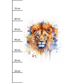 WATERCOLOR LION - Panel (75cm x 80cm) teplákovina počesaná s elastanem ITY