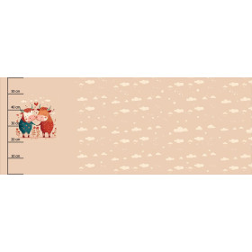 COWS IN LOVE - panoramic panel teplákovina počesaná s elastanem ITY (60cm x 155cm)