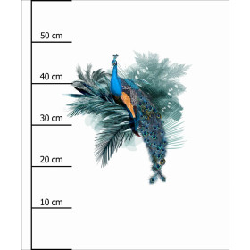 WATERCOLOR PEACOCK - Paneel (60cm x 50cm) bavlněná tkanina