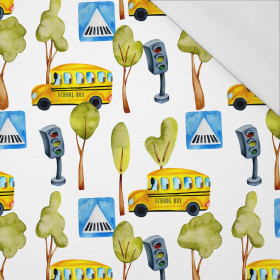 ŠKOLNÍ AUTOBUSY (BAREVNÁ DOPRAVA) - organický úplet single jersey s elastanem 