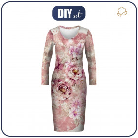 Tužkové šaty (ALISA) - WATERCOLOR FLOWERS VZ. 6 - Sada šití