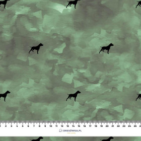 PITBULLE (minimal) / KAMUFLÁŽ vz. 2 (olive) - organický úplet single jersey s elastanem 