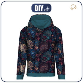 DÁMSKA MIKINA (POLA) CLASSIC S KAPUCÍ - FLOWERS WZ.63 - Sada šití