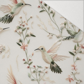 PASTEL BIRDS VZ. 6 (Kolibříci) - Hydrofobní česaná teplákovina