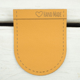 Velká kapsička z eko kůže  zakulacená   "Hand Made" - medová