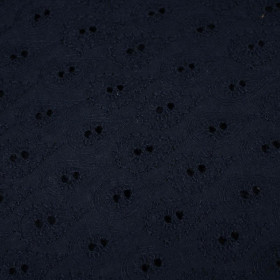 KAPKY / navy - Vyšívaná bavlněná tkanina