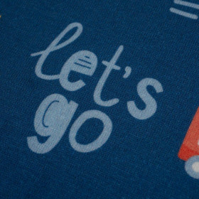 LOKOMOTIVY (LET’S GO) / tmavomodrý (ADVENTURE BEGINS) - organický úplet single jersey s elastanem 