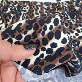 HNĚDÝ LEOPARD - Jersey wiskozowy