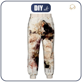 Dámské joggery (NOEMI) - WATERCOLOR FLOWERS WZ. 4 - Sada šití