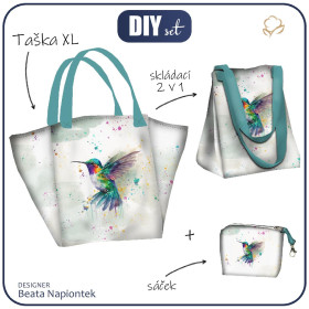 Taška XL s sáčkem 2 v 1 - WATERCOLOR HUMMINGBIRD - sada siti