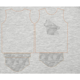 DĚTSKÉ TRIČKO - GEOMETRICKÝ VLK (ADVENTURE)/ M-01 MELÍR SVĚTLE ŠEDÝ- single jersey