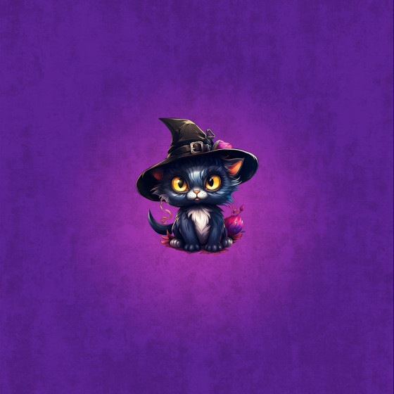 Black cat cute halloween wz6 - panel (60cm x 50cm)