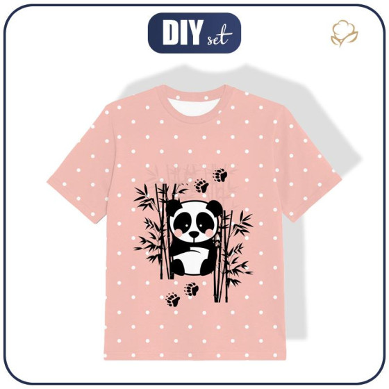 DĚTSKÉ TRIČKO - PANDA (puntíky) / růžový - single jersey