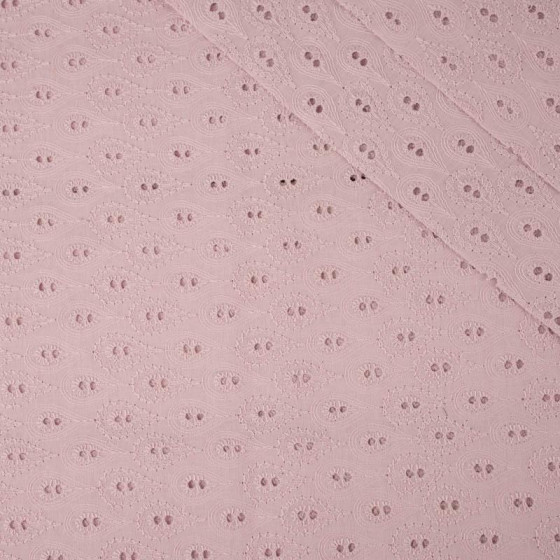 KAPKY / růžově křemenný - Vyšívaná bavlněná tkanina