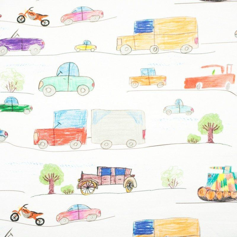 POJAZDY / biała - dresówka pętelkowa 