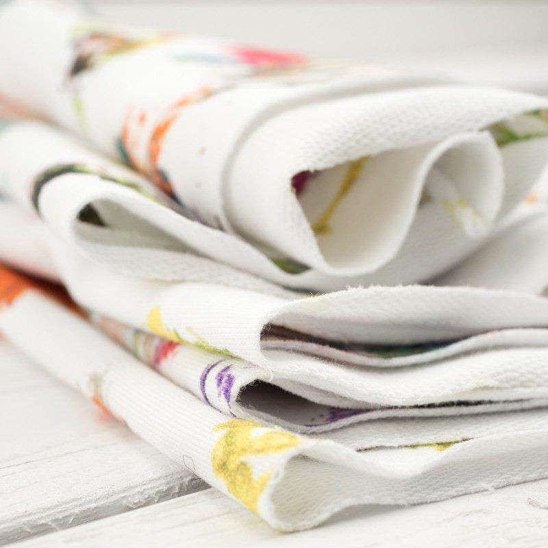 KOLOROWE LIŚCIE / biała - dresówka pętelkowa SP250